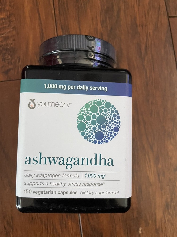 Sealed Youtheory Ashwagandha 1000 mg. 150 Vegetarian  Capsules. Reduce Stress