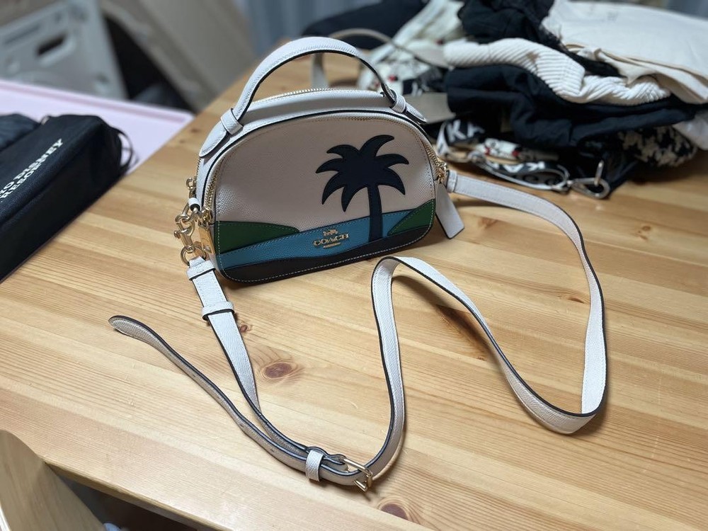 Coach Palm Tree Print Crossbody Bag with Shoulder Strap  