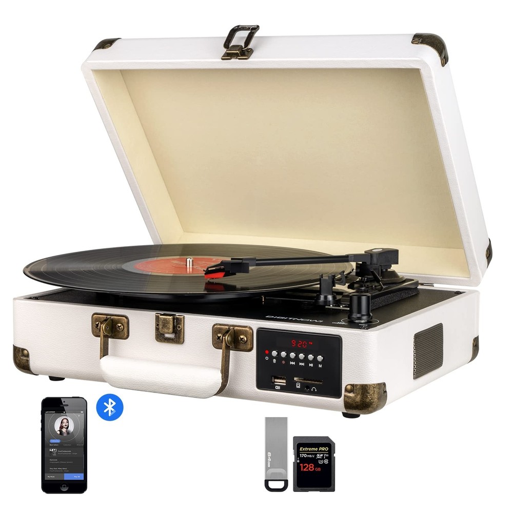DIGITNOW Record Player, Turntable Suitcase with Multi-Function Bluetooth/FM R...
