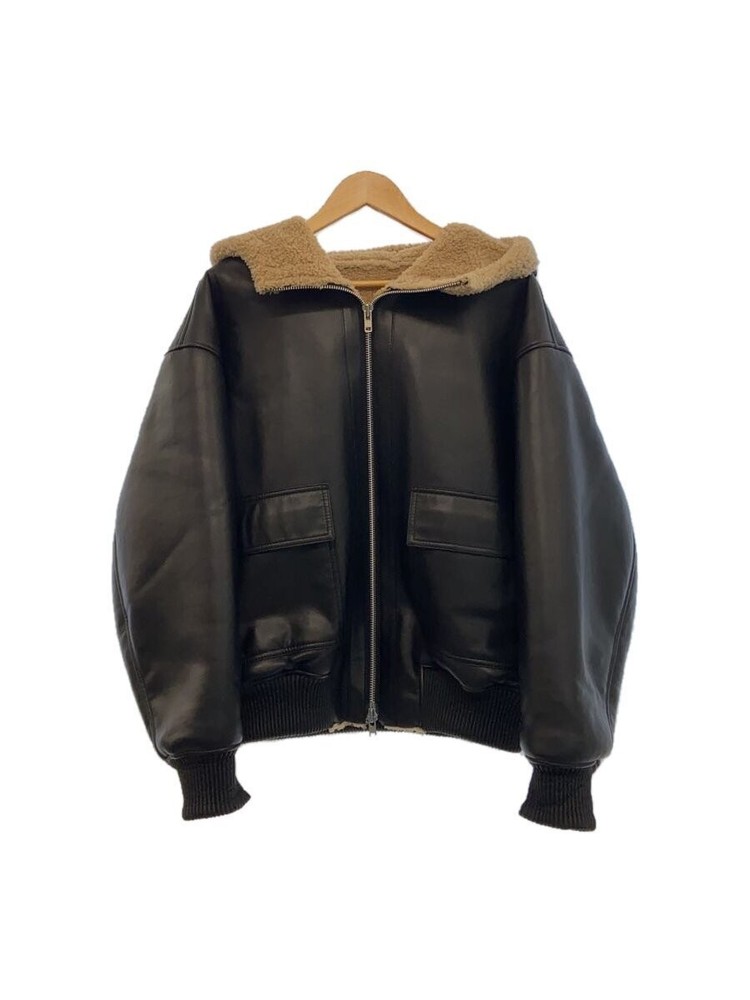 Doffjason Black Leather Jacket Blouson Size M Style 1266