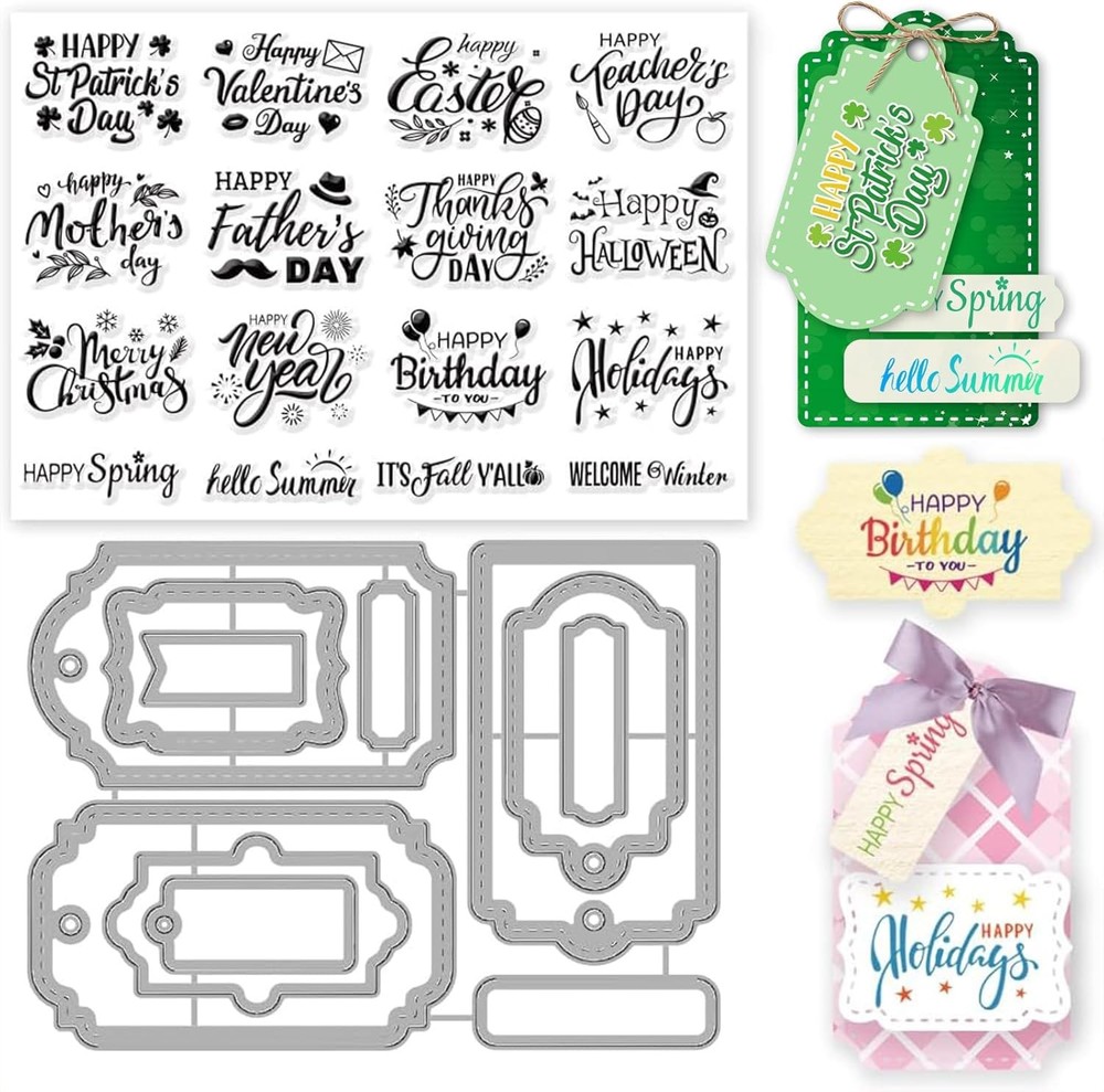 Word Clear Stamps and Dies for Card Making Blessing Words Cutting Die an