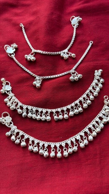 Silver baby ankle bracelet with bells - 6