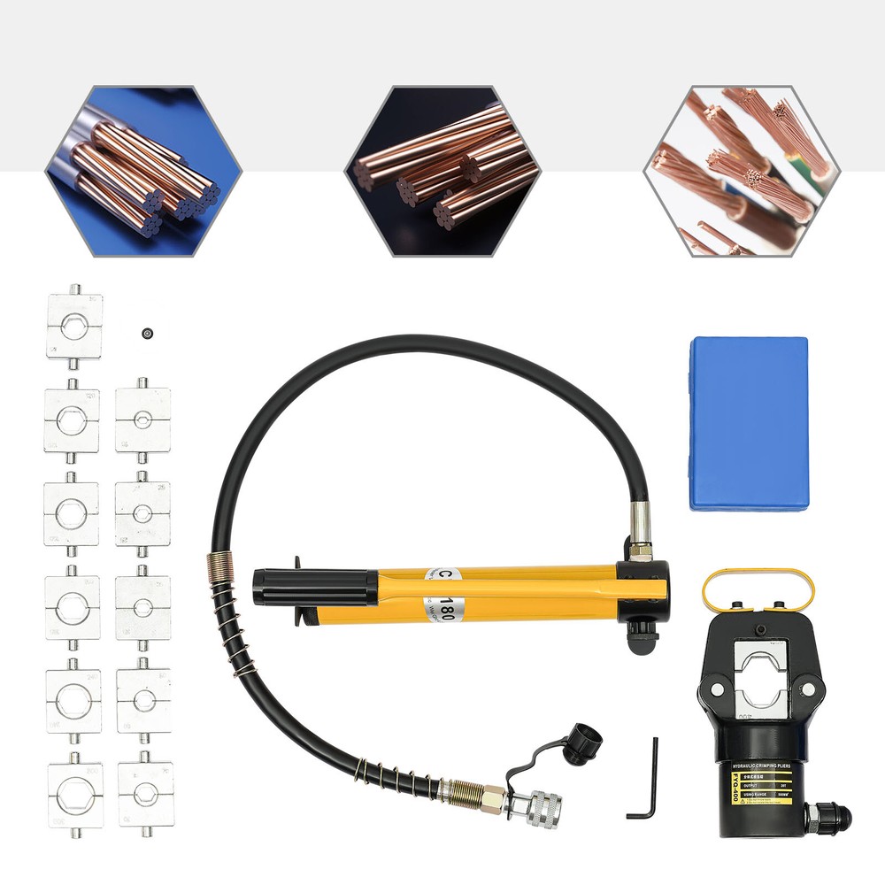 20 Ton Hydraulic Crimper Plier Crimping Plier Cable Wire Rope Terminal Tool Kit