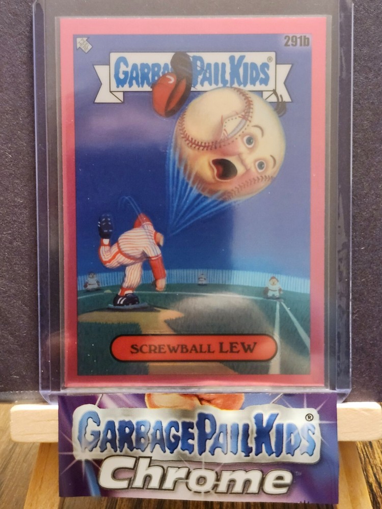 Garbage Pail Kids Chrome 7 Screwball Lew 291b Pink Refractor Trading Card