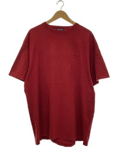 BALENCIAGA Red Cotton Plain T-shirt Size L 556150