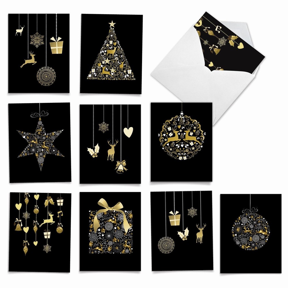 Variety Pack of 10 Blank Christmas Greeting Cards with Envelopes (Not Gold Fo...