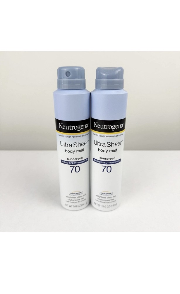 Neutrogena Ultra Sheer SPF 70 Sunscreen Spray Twin Pack 5oz Each Expires 2/2026