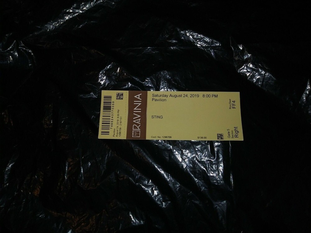 Sting The Police Ravinia Festival IL 8/24/19 2019 Concert Pavilion Full Ticket