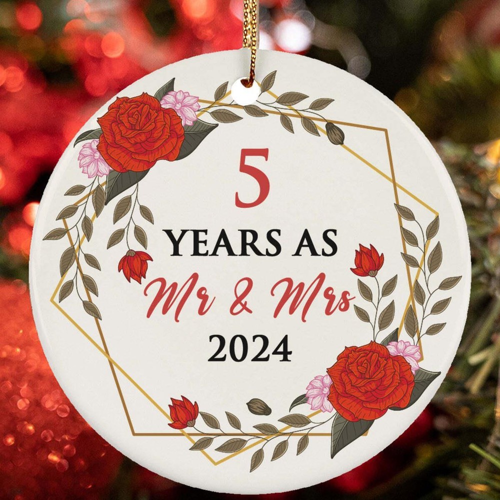 5 Years As Mr And Mrs Ornament 5th Weeding Anniversary Keepsake Christmas Gift