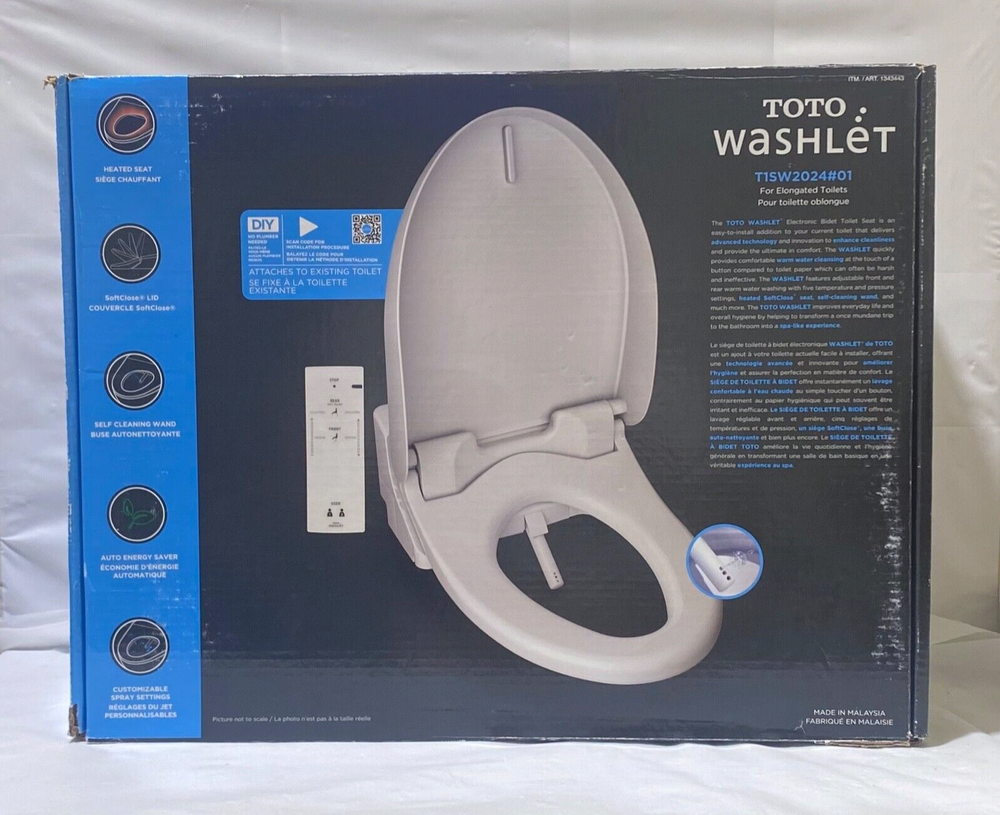TOTO White Automated Washlet Bidet Toilet Seat Elongated preowned-image