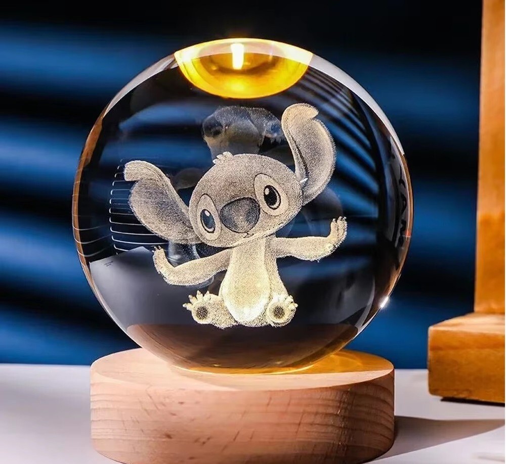 Lilo & Stitch 3D LED night lamp kids room Home Decor crystal Ball ornament gift