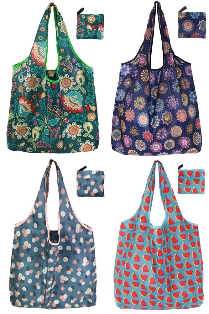 50Lbs 4-Pack Reusable Grocery Tote Bags for Women Foldable & Eco-Friendly