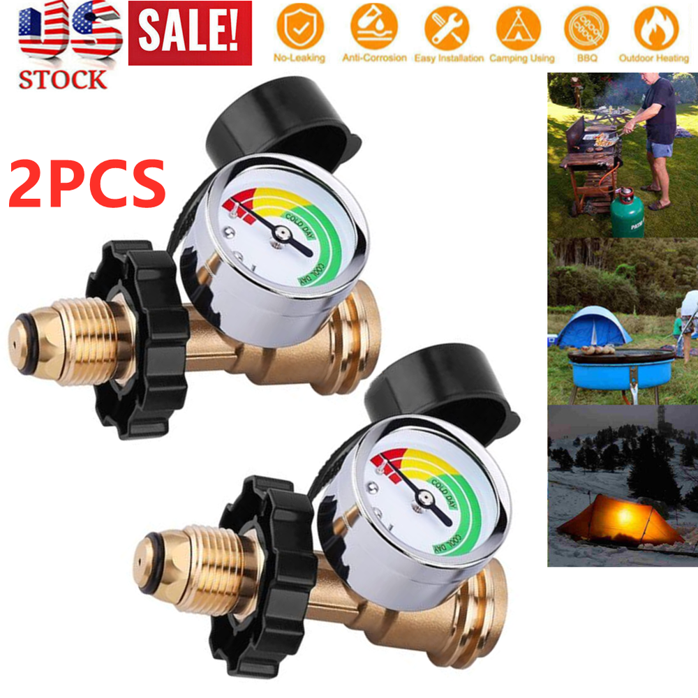 Propane Tank Adapter w/Upgraded Propane Tank Gauge POL LP Tank to QCC1 US Ship