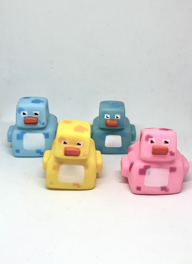 Minecraft Rubber Ducks Pixelated Bath Pool Jeep Toy Set of 4
