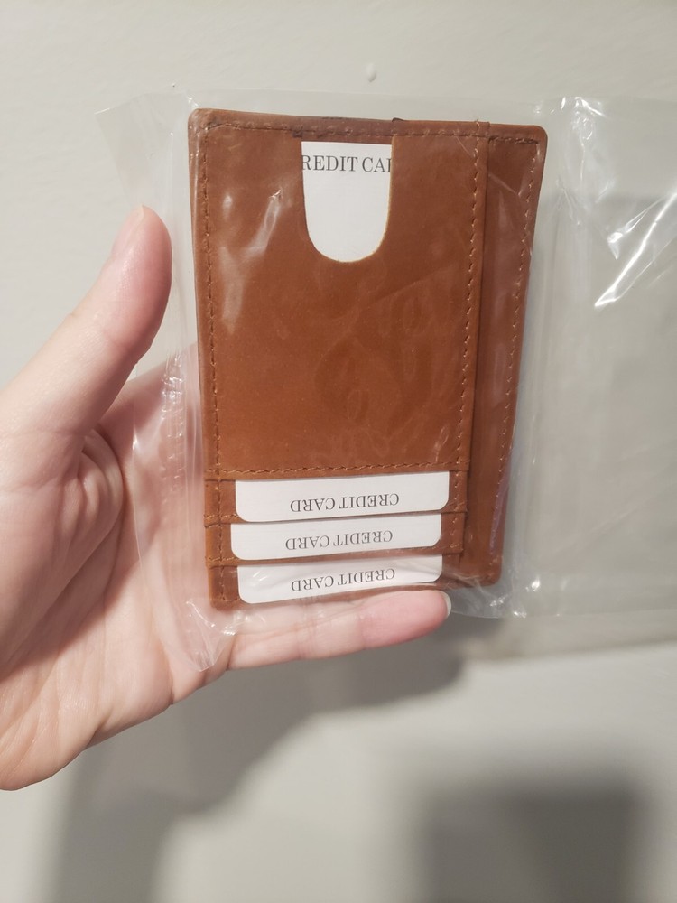 Slim Leather Men's Credit Card Wallet RFID Blocking  -image