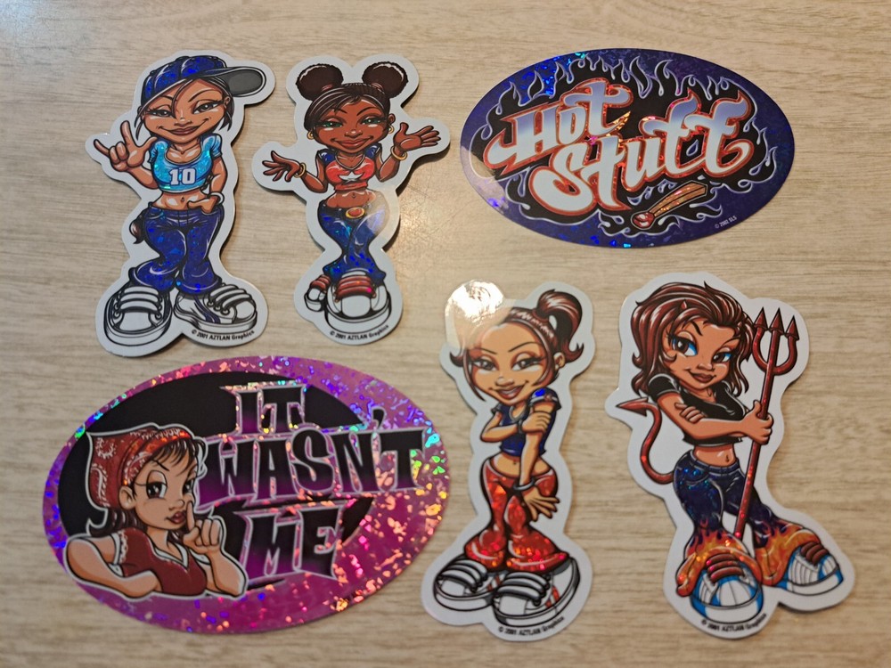 Y2K 90s Vending Machine Stickers Holo BRATZ STYLE girl Lot Of (6)