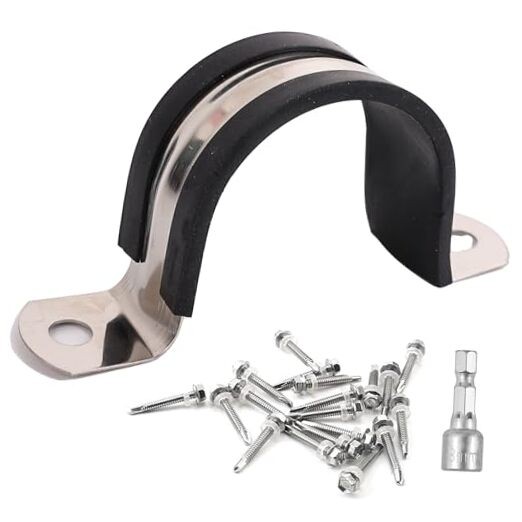 Pipe Clamps,304 Stainless & Rubber Cushioned Heavy SCH 2 in (60 MM) - 12 Pack