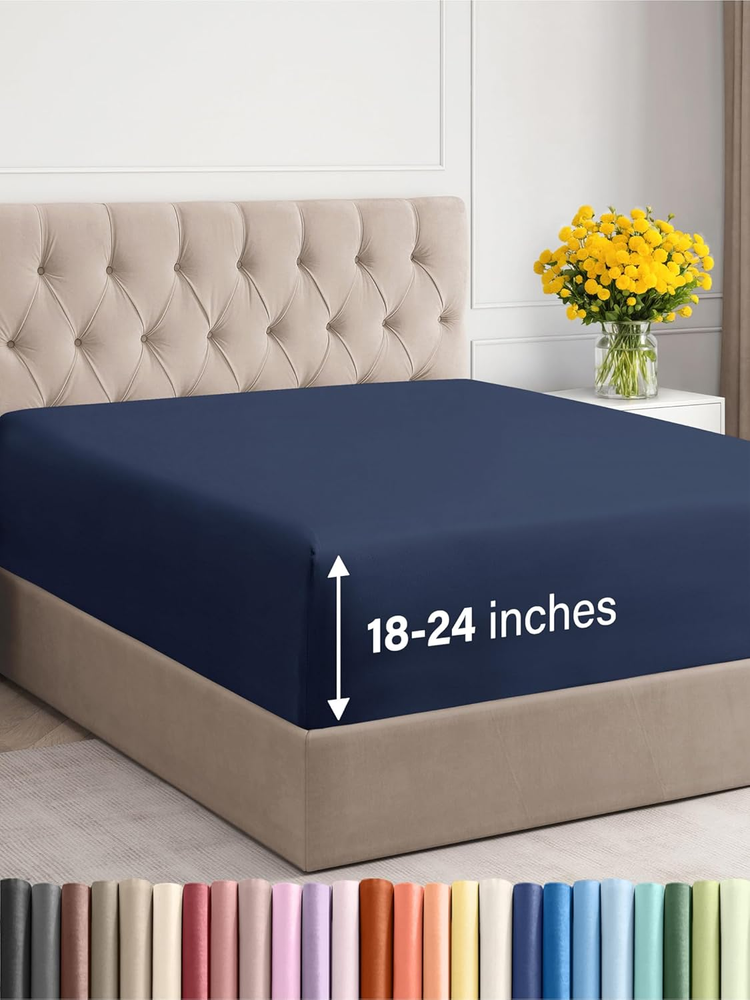 Extra Deep Queen Fitted Sheet – Hotel Luxury Single Deep Pocket Fitted Sheet – Easy Fit for Mattresses