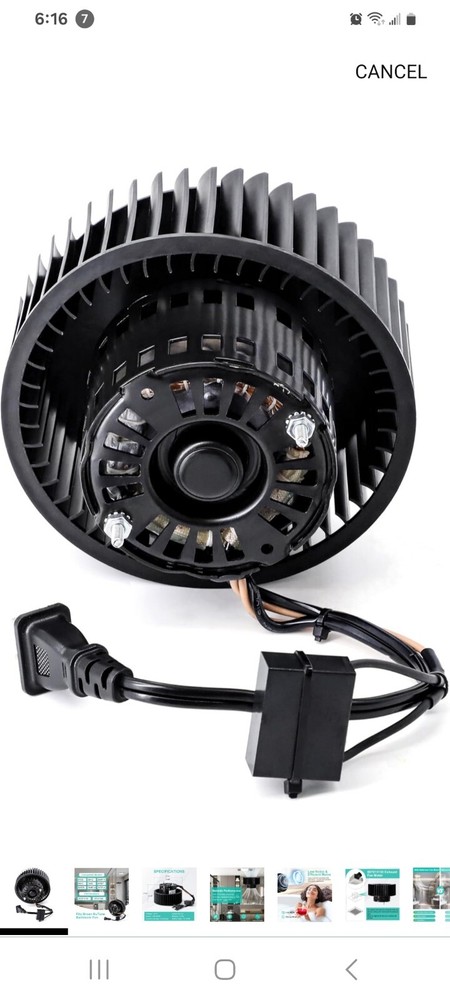 Bathroom Exhaust Fan Motor Assembly