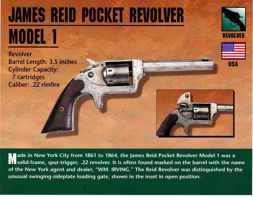 James Reid Pocket Revolver Model 1 Classic Firearms Photo Card u