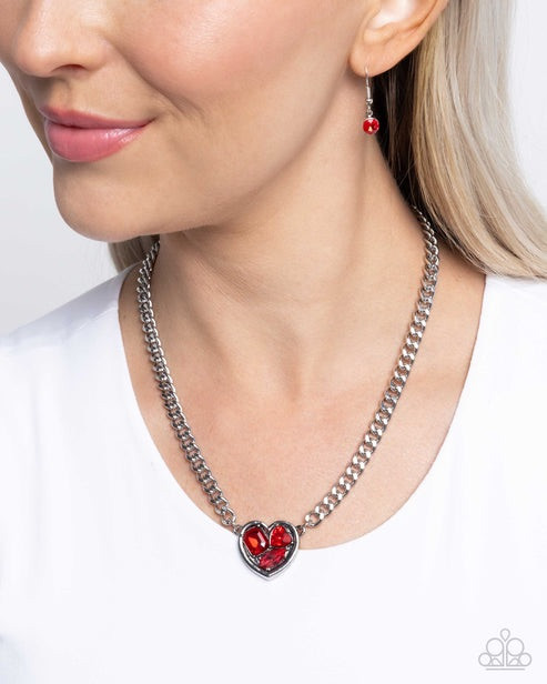 New Paparazzi Jewelry-Tasteful Triad Necklace-Red
