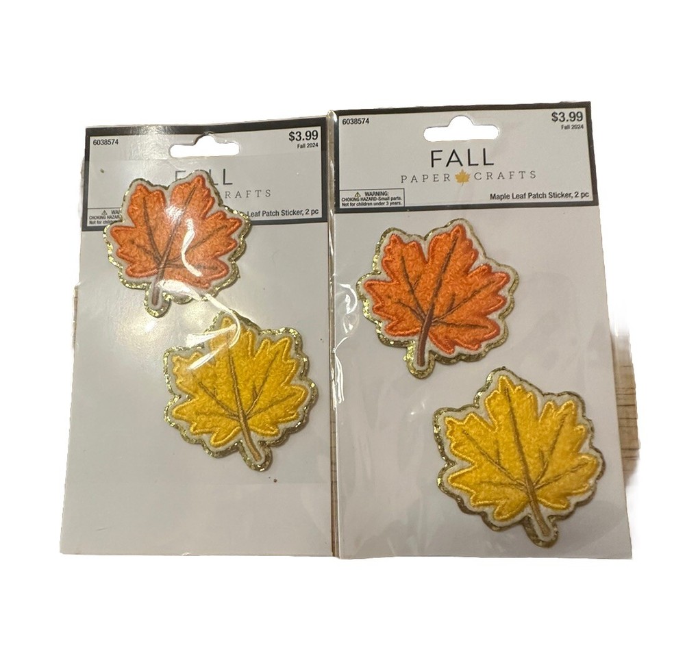 Fall Paper Craft 2 Sets Maple Leaf Patch Stickers 3.5