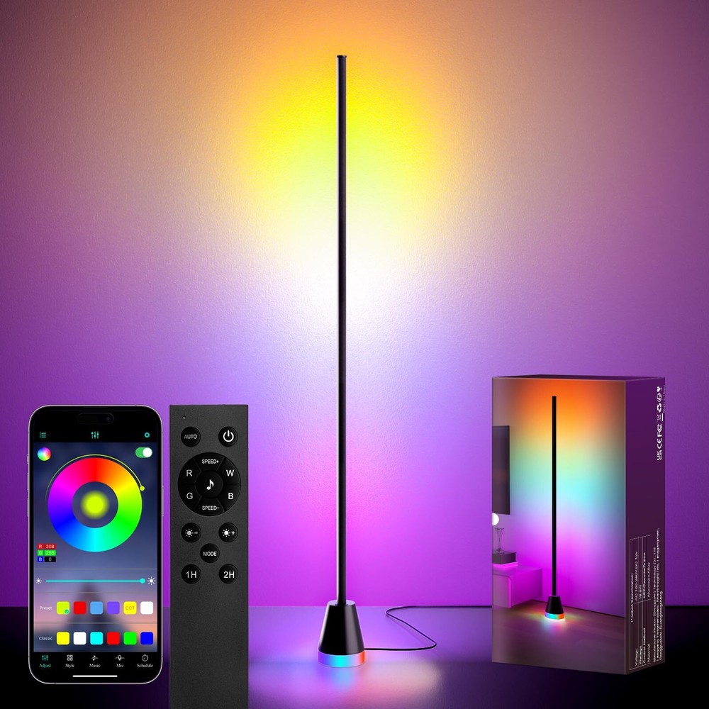 Floor Lamp, Corner Lamp with App and Remote Control, RGB LED Floor Lamp with ...