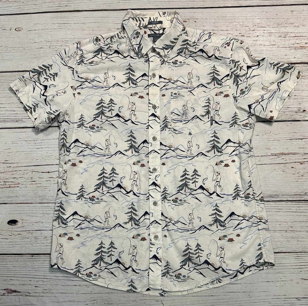 Eddie Bauer Classic Fit Men’s Button Down Shirt Size L for Camping & Fishing  