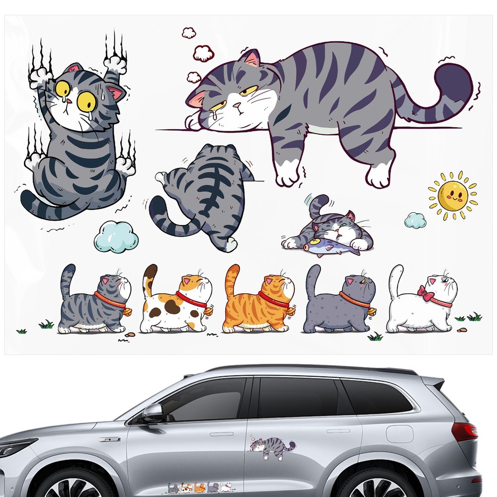 1 Set Funny Cute Cats Decal Stickers Auto Car Truck Window Bumper Scratch