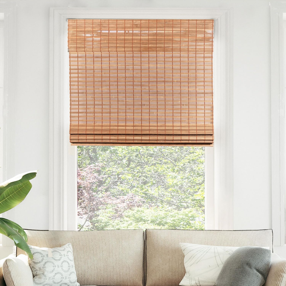 Bamboo Roman Shades - Light Filtering Window Blinds, Premium Natural Material-image