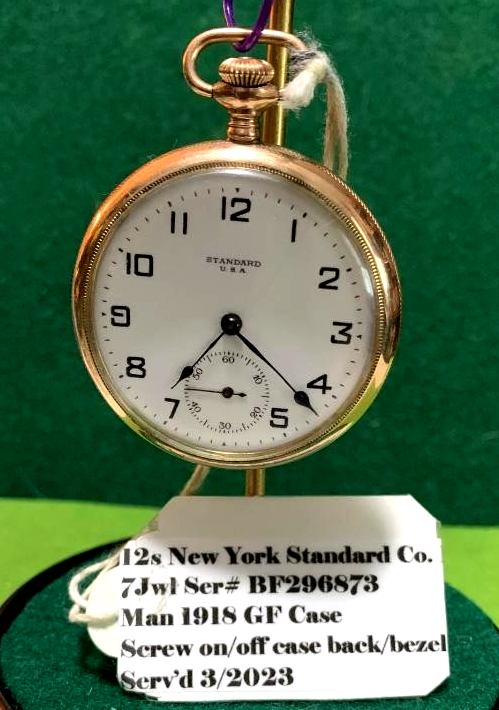 Vintage New York Standard 12s 7 Jewel GF Pocket Watch Serviced