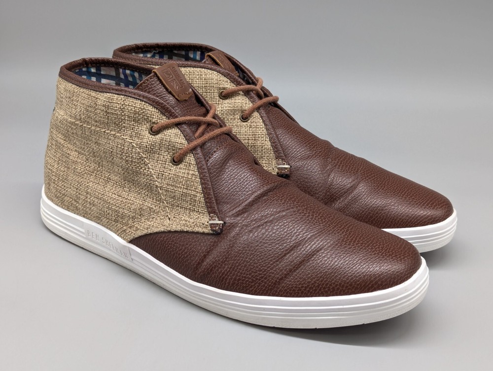 Ben Sherman Mens Brahma Chukka Brown Ankle Boots Shoes Plaid Lined Size 13