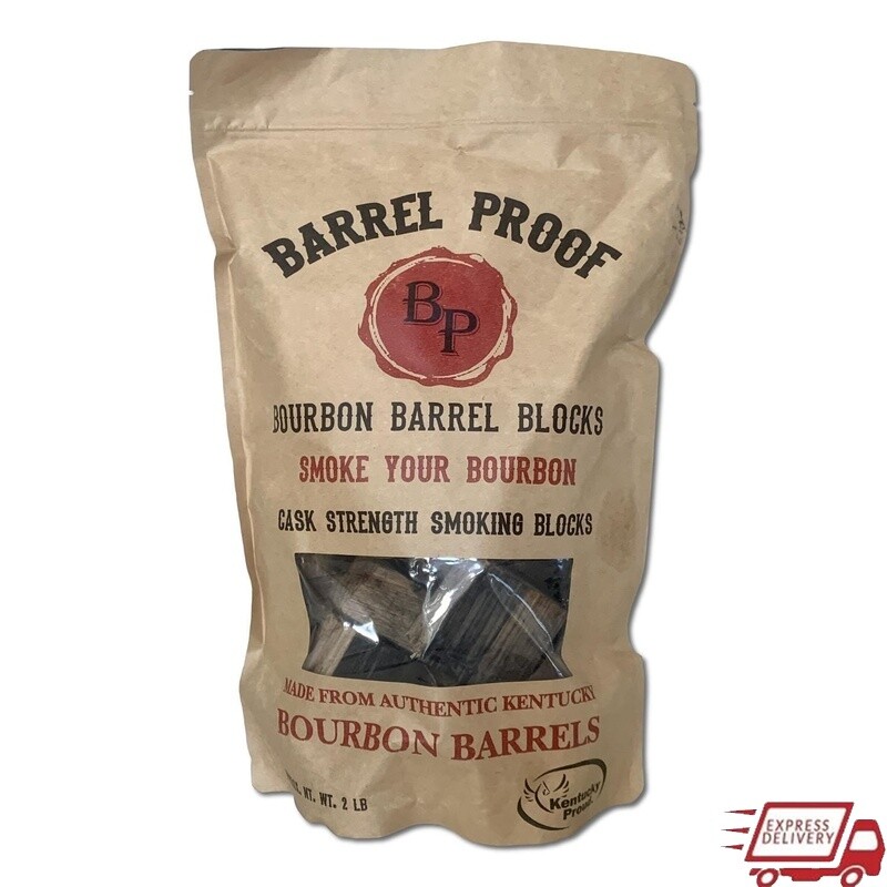 Bourbon Barrel Blocks Wood Chunks Smoking BBQ Eco-Friendly 2 Lbs Aromatic Flavor
