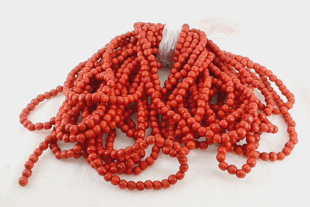 Red Cranberry Christmas Wooden Bead Garland 14 Yards Farmhouse Tree Decor