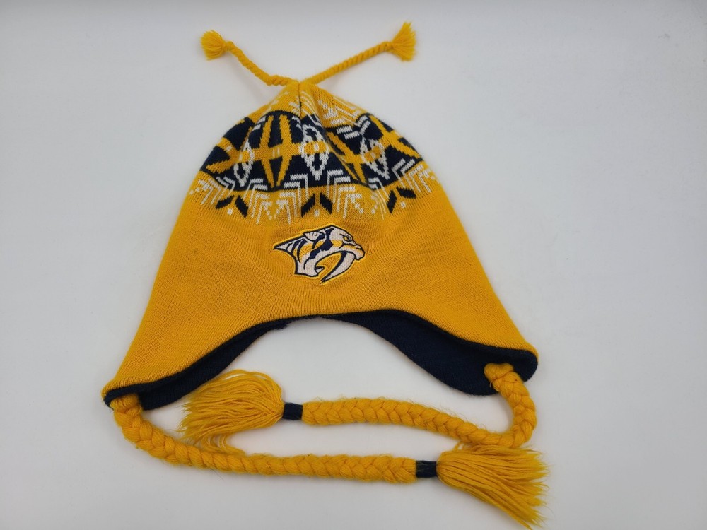 Nashville Predators Tassel Ear Flap Knit Winter Hat NHL Team Stocking Cap