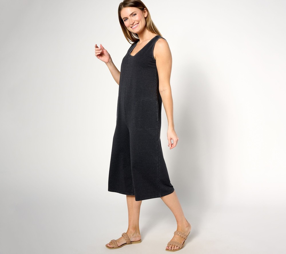 Anybody Women's Dress Sz M Lounge Regular Beach Wash French Terry Black A644730