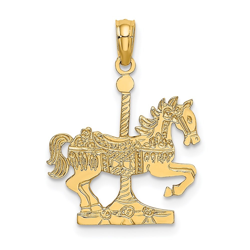 14k Yellow Gold Carousel Horse Charm Pendant 1.04gm L-20.3mm, W-17.1mm