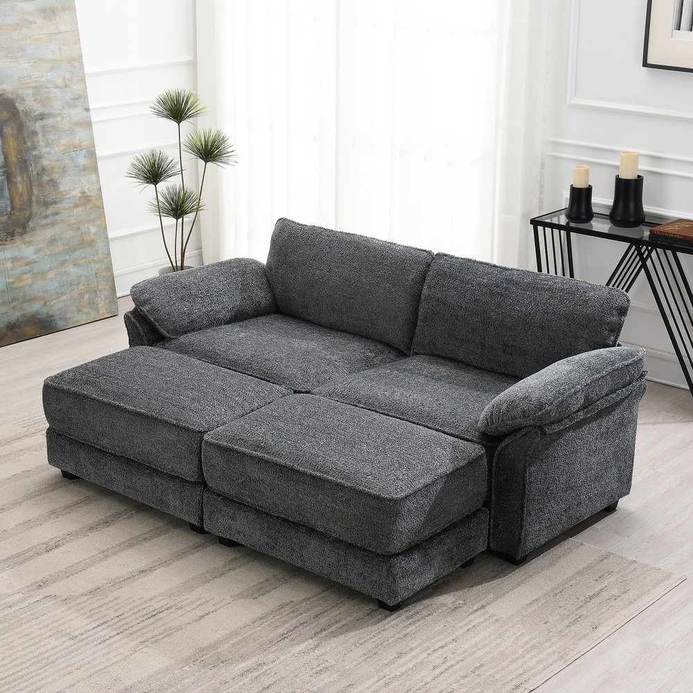 Modular 4-Seater Convertible Sectional Sofa Bed Upholstered Set  