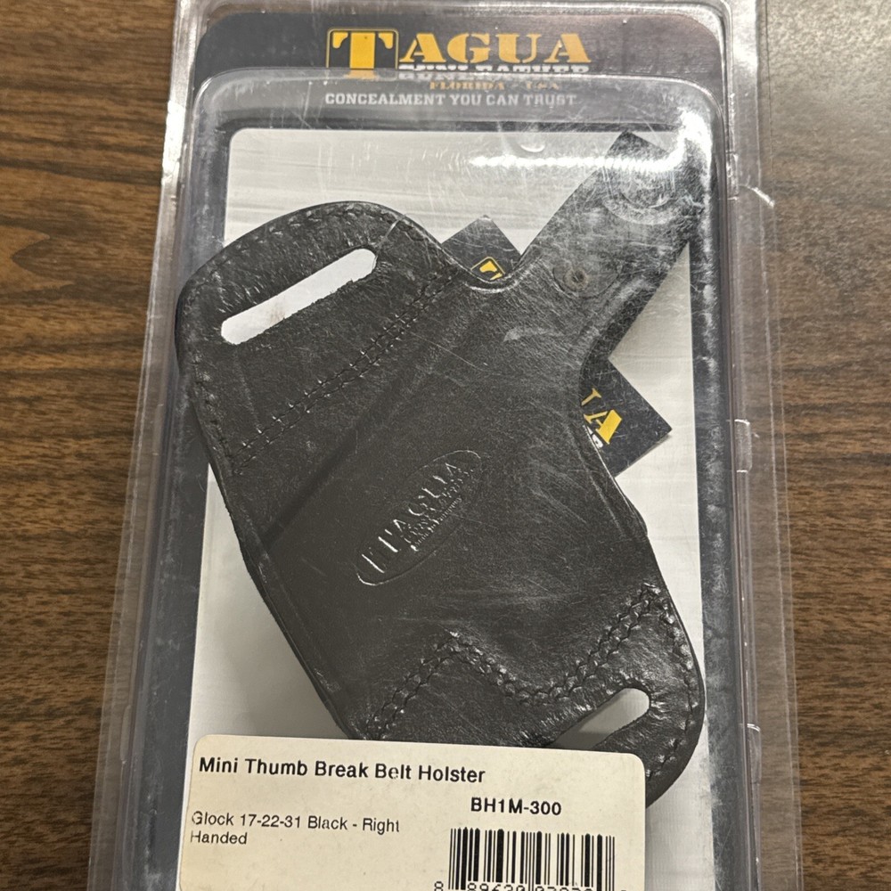 Tagua Mini Thumb Break Belt Holster for Glock 17 22 31 Right Hand Black Leather