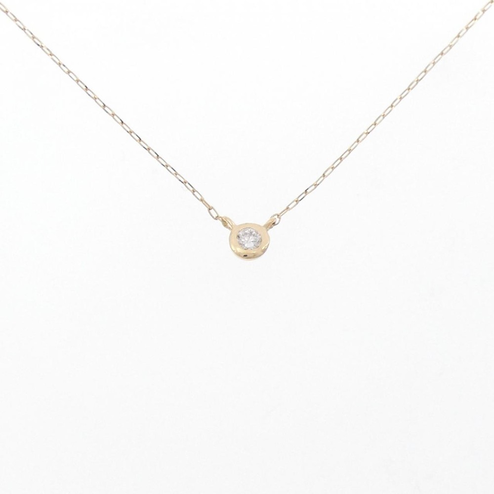Authentic K18YG Solitaire Diamond Necklace 0.05CT  #270-003-930-3834