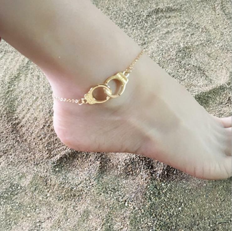 Gold Silver Handcuff Ankle Bracelet Beach Foot Chain Jewelry  