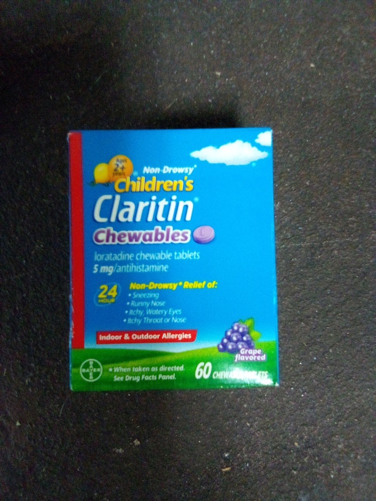 Children's Non-Drowsy Claritin Chewables 60 Grape Allergies Exp04/2025 #813