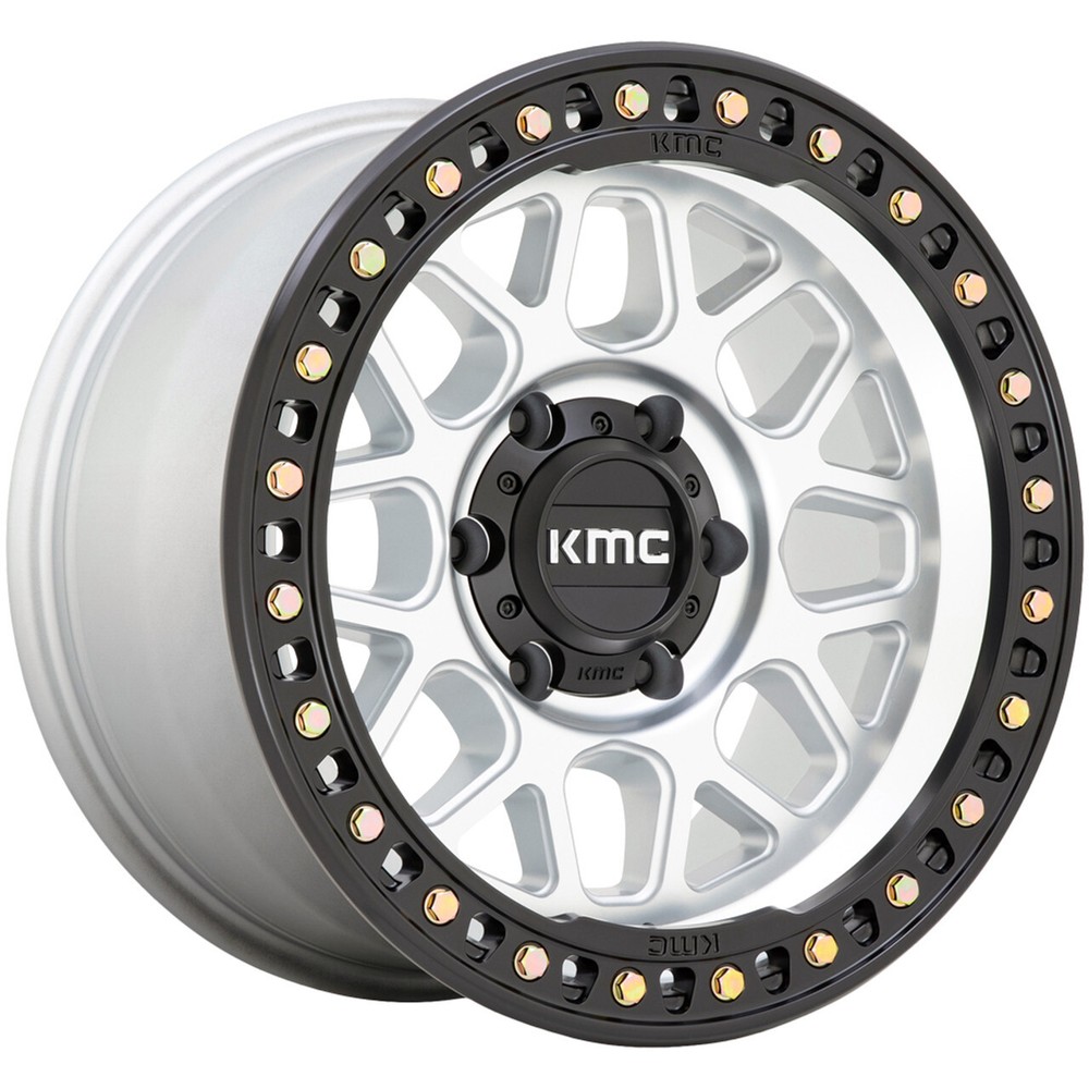 17x9 -12 KMC KM549 GRS 6x5.5 Machined W/ Satin Black Lip Wheels (Set of 4)
