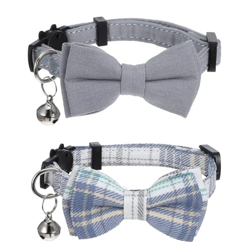 2 PCS Breakaway Cat Collar with Bow Tie & Bell for Safety