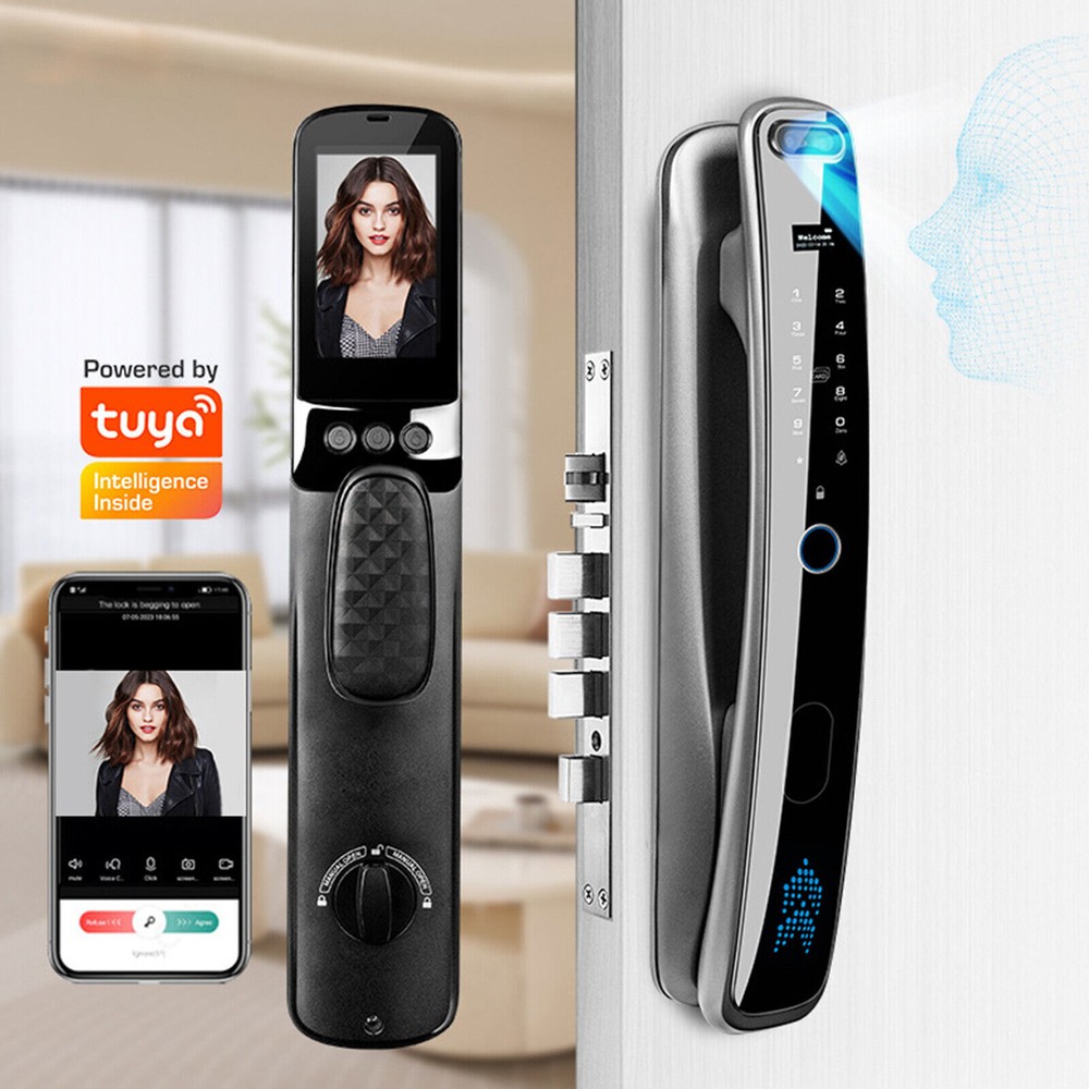Smart Fingerprint Face Recognition Digital Door Lock with Keypad & Biometric Access-image