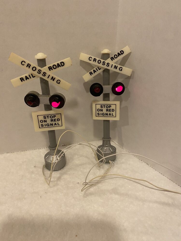 Dept 56 Village Railroad Crossing Lights 4” 55018 - Tested & Working NO BOX