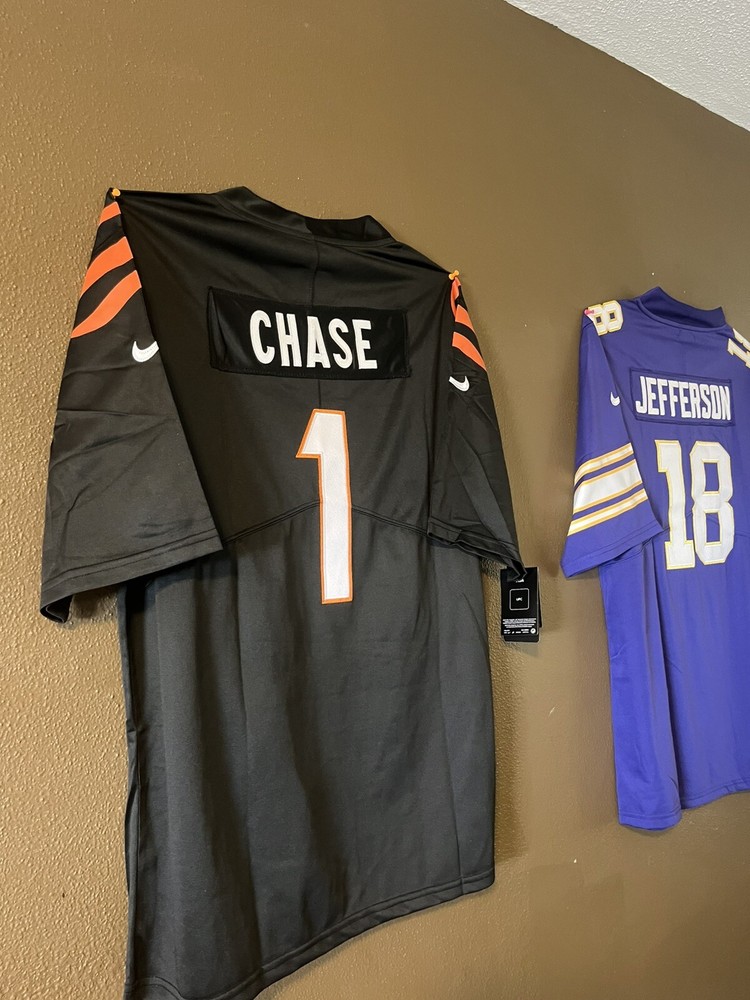Ja'Marr Chase Football Jersey #1 Black Bengals Stitched Men Sizes