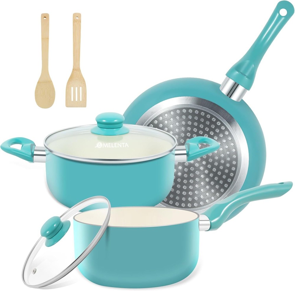 Pots and Pans Set,7pcs Nonstick Ceramic Cookware Set, Induction Kitchen Cookware