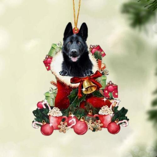 BLACK German Shepherd-Red Boo Flat 2D Acrylic Ornament Christmas Gift Decoration