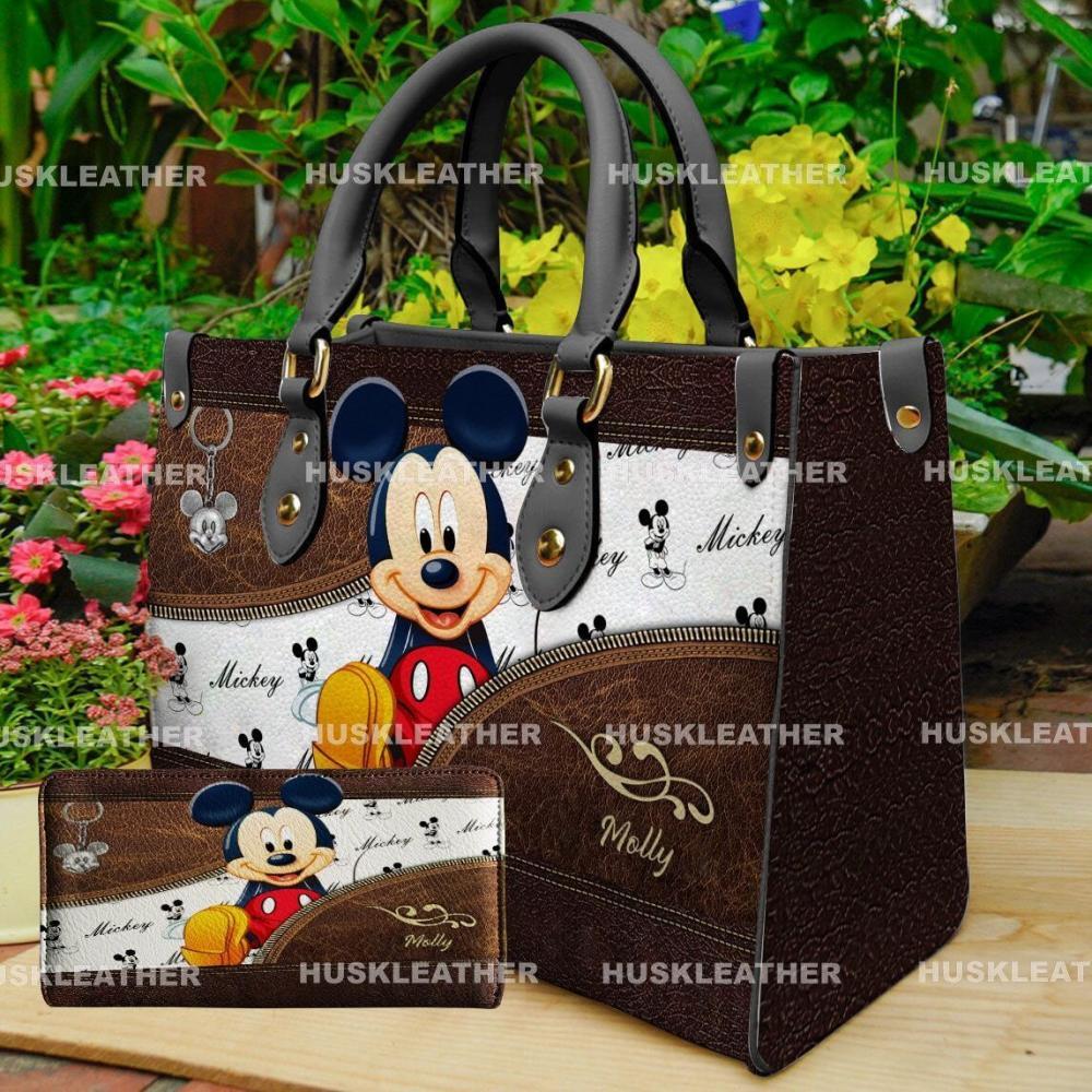 Cute Personalized Mickey Mouse Disney Leather Handbag-image